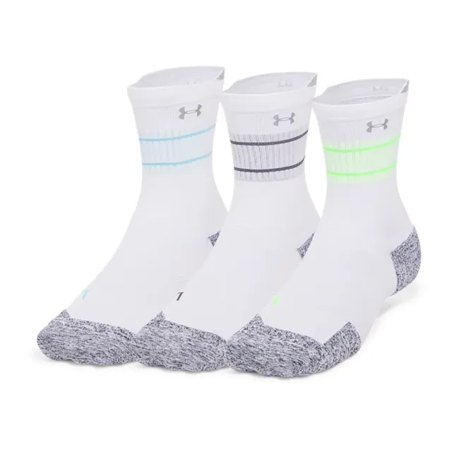 Unisex  Under Armour  ArmourDry® Run Cushion 3-Pack Mid-Crew Socks White / White / Reflective L
