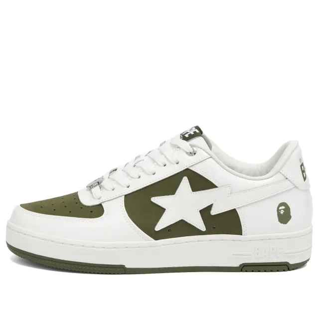 A Bathing Ape Men's Negative Bape Sta Sneaker White/Olive