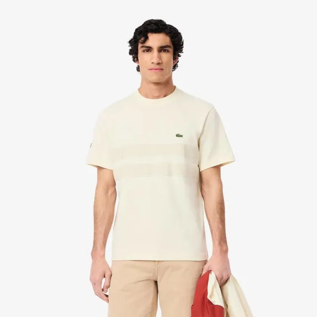 Lacoste Heavy Jersey Mesh Band T-shirt - Ecru White