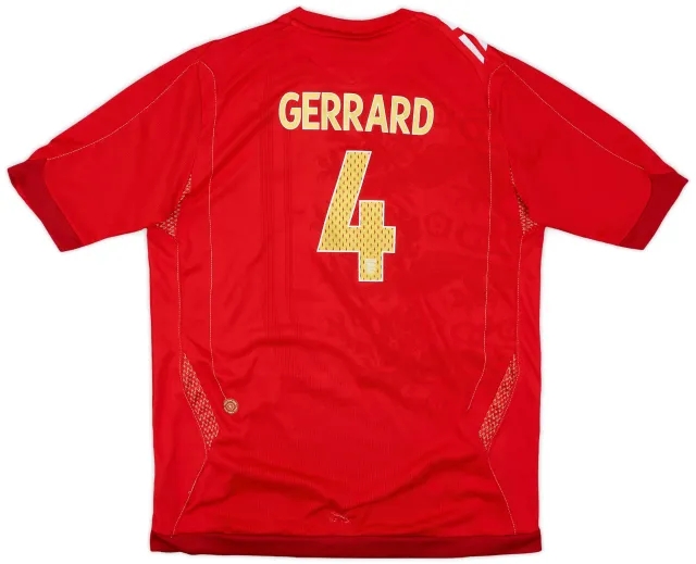 Umbro 2006-08 England Away Shirt Gerrard #4 - 5/10 - (XL.Boys)