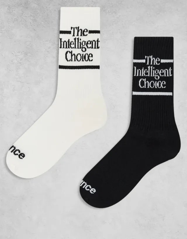 New Balance 2 Pack Slogan Crew Socks In White
