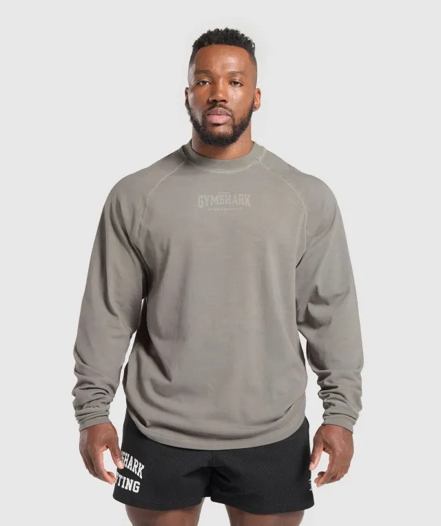 Gymshark Heavyweight Long Sleeve T-Shirt - Metal Grey/Asphalt Grey Wash