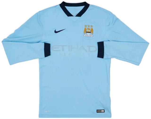 Nike 2014-15 Manchester City Home L/S Shirt - 4/10 - (S)