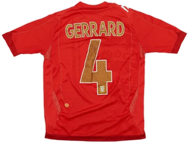 Umbro 2006-08 England Away Shirt Gerrard #4 - 5/10 - (XL.Boys)