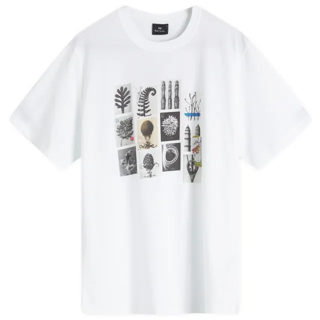 Ps Paul Smith Card Print Logo T-Shirt With Back Print In White