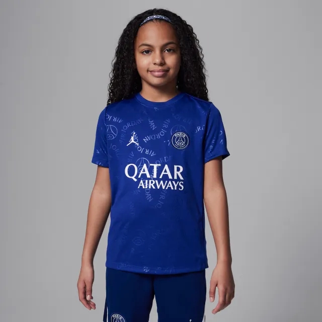 Nike Jordan Nike Paris Saint-Germain Academy Pro Fourth Older Kids' Jordan Dri-FIT Football Short-Sleeve Pre-Match Top - Blue - Polyester