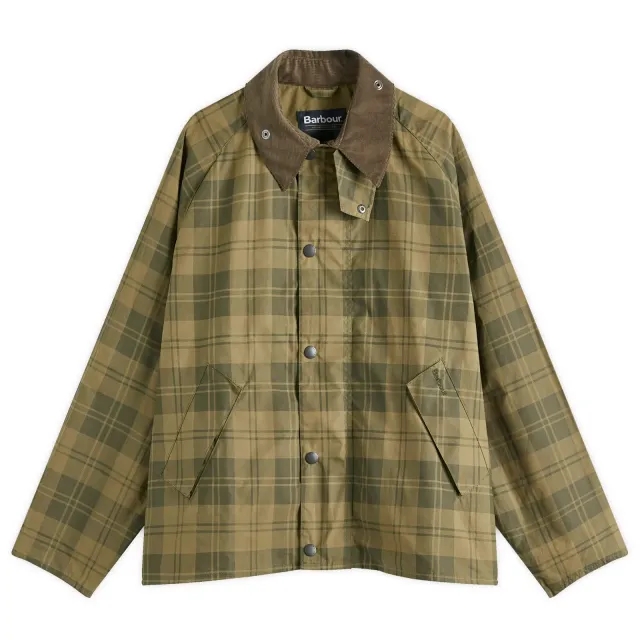 Barbour Men's Transport Check Cotton Casual Jacket Olive Check