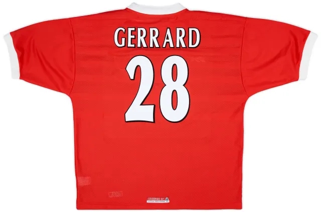 Reebok 1998-00 Liverpool Home Shirt Gerrard #28 - 5/10 - (XL)
