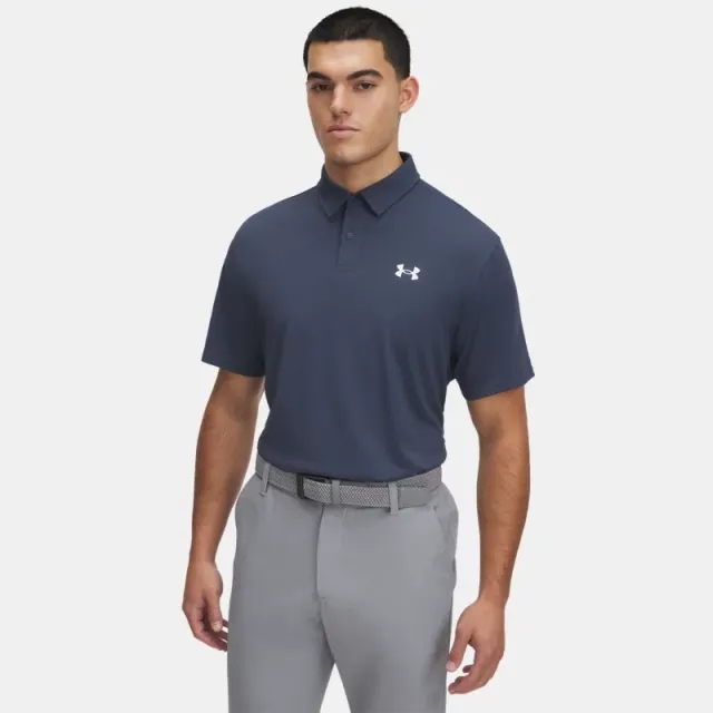 Men's  Under Armour  Tee To Green Pique Polo Downpour Gray / White XXL