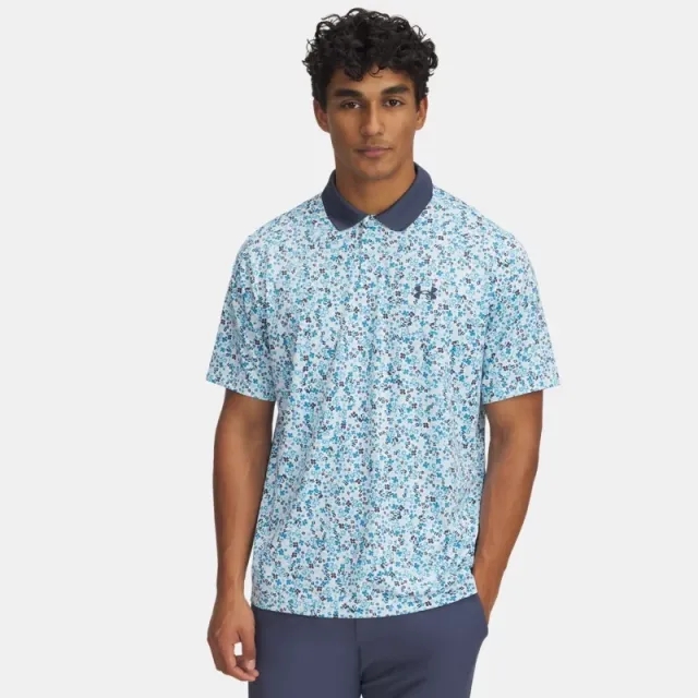 Men's  Under Armour  Matchplay Printed Polo White / Downpour Gray / Downpour Gray XXL