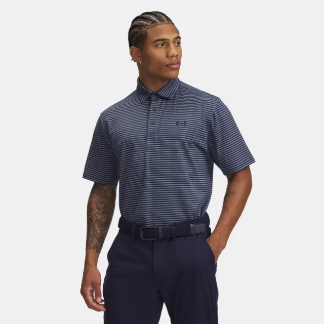 Men's  Under Armour  Playoff 3.0 Stripe Polo Midnight Navy / Downpour Gray / Midnight Navy M