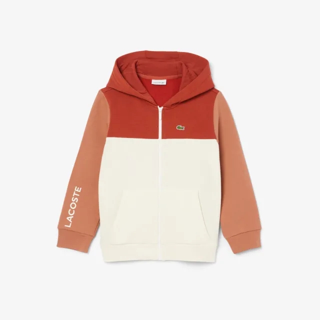 Lacoste Colour-Block Hoodie - Brown / Light Brown / White
