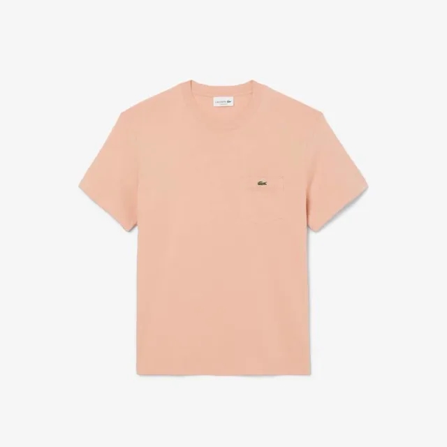 Lacoste Cotton T-shirt with Breast Pocket - Pinkish Beige