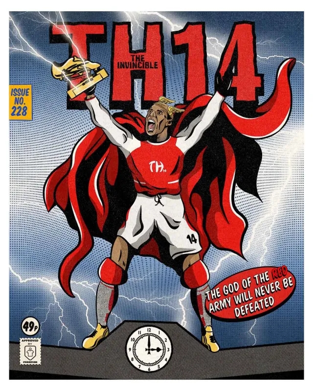 Classic Football Shirts 2003-04 Thierry Henry 'TH14' Comic Book Superheroes A3 Print/Poster