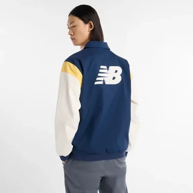 New Balance Men's Athletics Varsity Jacket in Blue Cotton