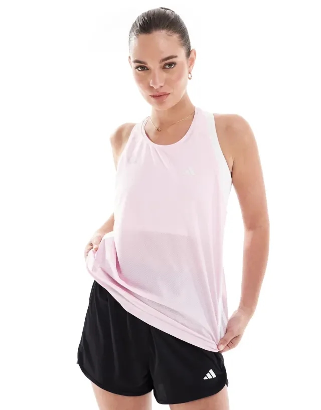Adidas Running Own The Run Tank Top In Baby Pink