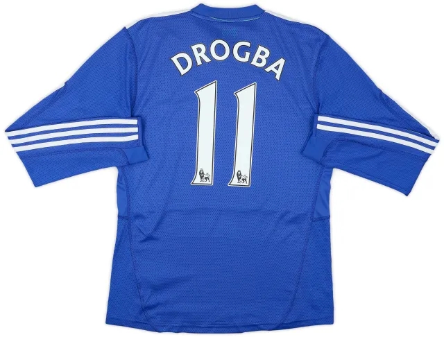 adidas 2009-10 Chelsea Home L/S Shirt Drogba #11 - 8/10 - (S)