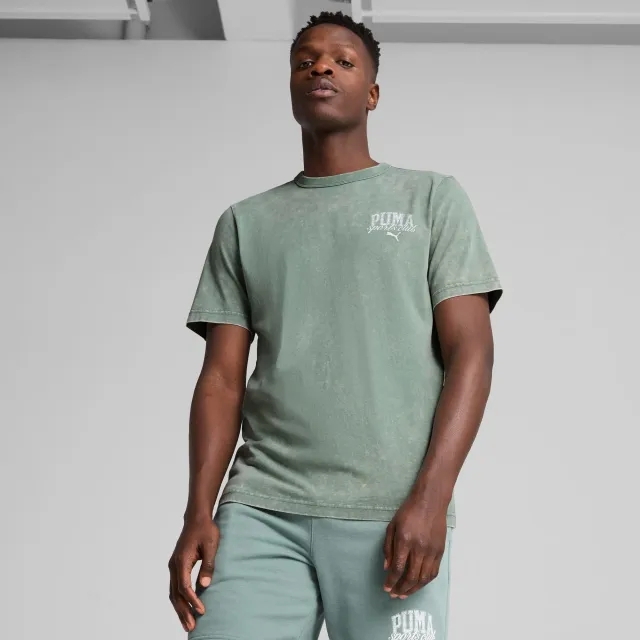 PUMA Class Washed T-Shirt Men, Green Moon
