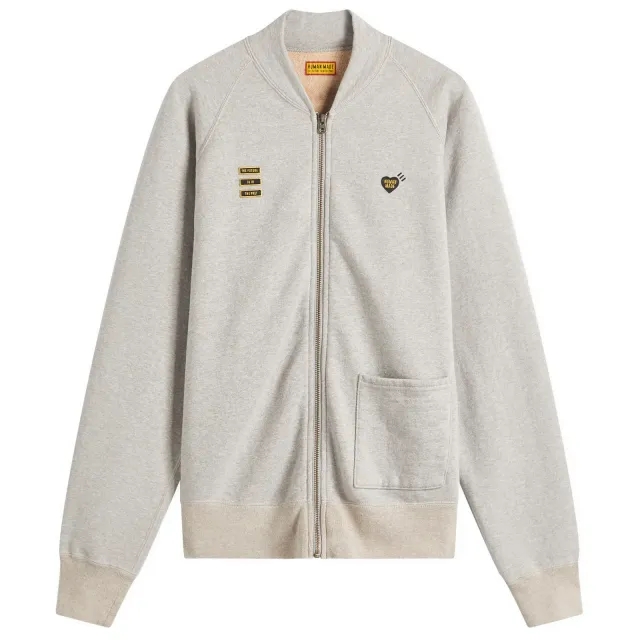 Human Made Men's Heart Zip Jersey Bomber Jacket Grey