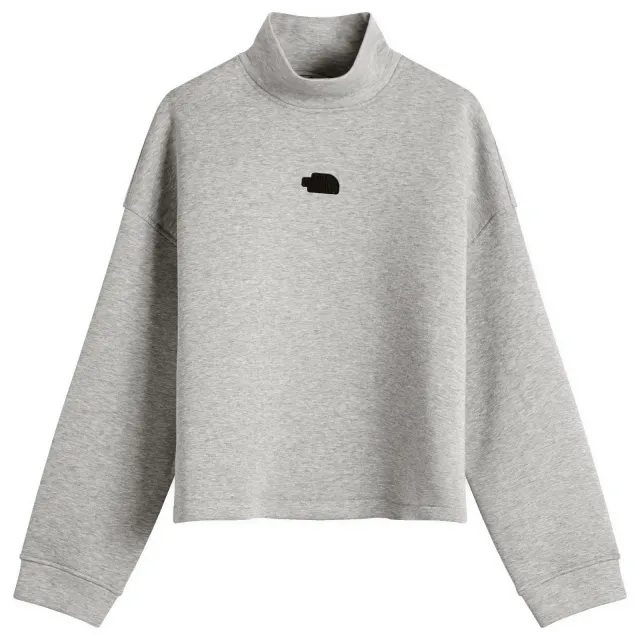 The North Face Women's Mock Neck Relaxed Sweatshirt Metallic Silver Heather
