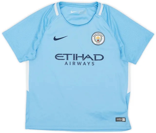 Nike 2017-18 Manchester City Home Shirt - 6/10 - (7-8 Years)
