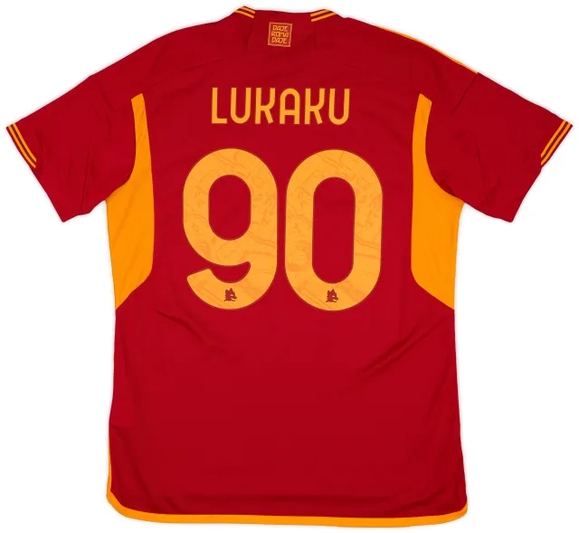 adidas 2023-24 Roma Home Shirt Lukaku #90 (L)