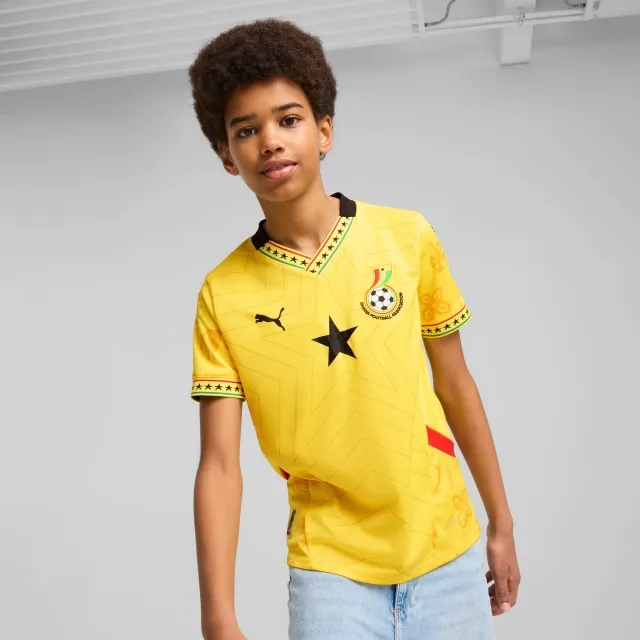 PUMA Ghana 2025 Away Jersey Youth, Pelé Yellow/Black