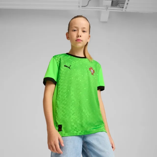 PUMA Portugal 2025 Short Sleeves Goalkeeper Jersey Youth, Green Pes/Black