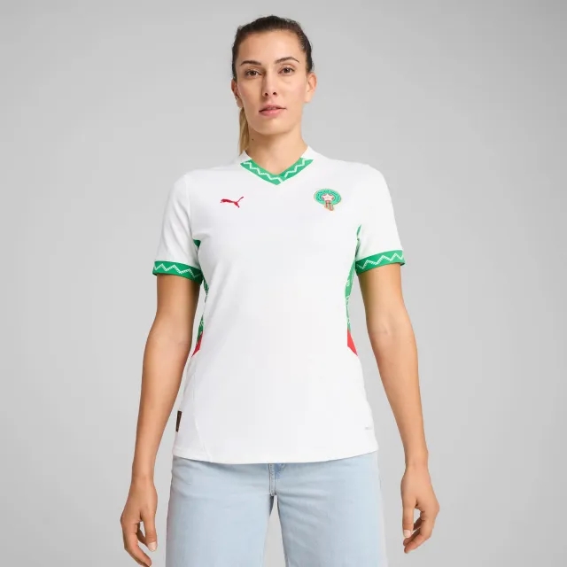 PUMA Morocco 2025 Away Jersey Women, White/Fast Green/Red