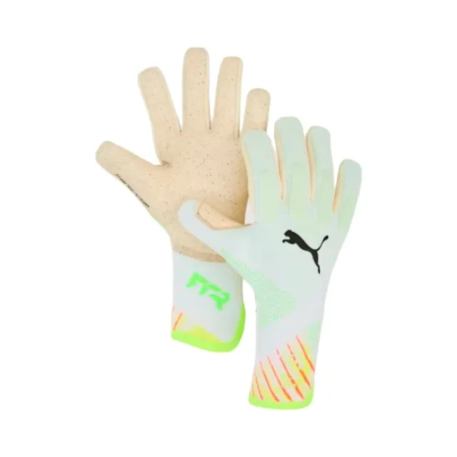PUMA Future Ultimate Launch Nc Football Goalkeeper Gloves, White/Green/Yellow