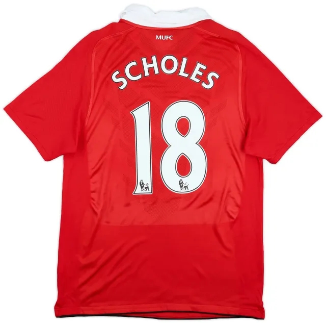 Nike 2010-11 Manchester United Home Shirt Scholes #18 - 9/10 - (M)