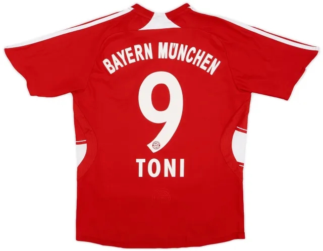 adidas 2007-08 Bayern Munich Home Shirt Toni #9 - 6/10 - (L.Boys)