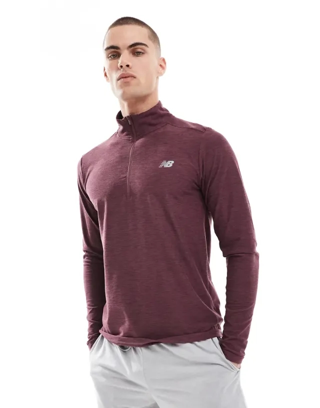 New Balance Space Dye 1/4 Zip In Faded Plum Heather-Purple
