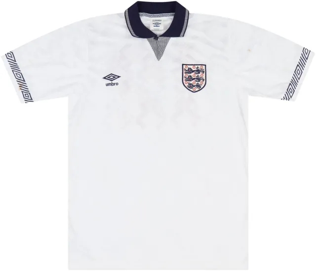 Umbro 1990 England Match Worn Home Shirt #12 (Dorigo) v Denmark