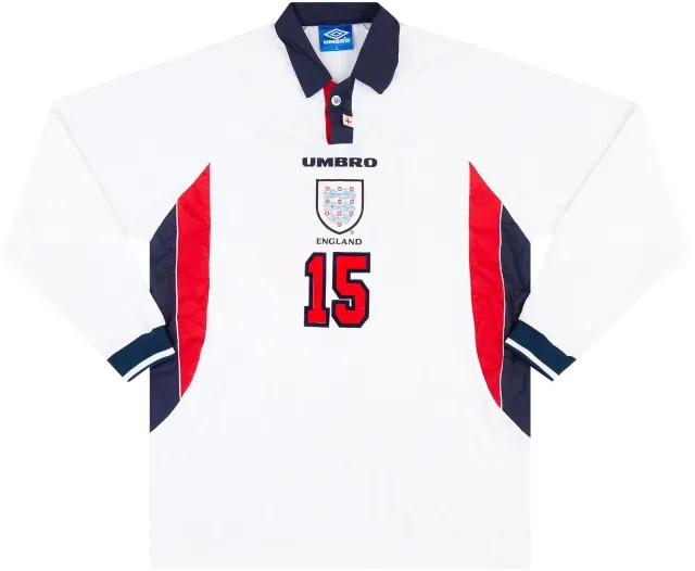 Umbro 1997-99 England Match Issue Home L/S Shirt #15 (Butt)