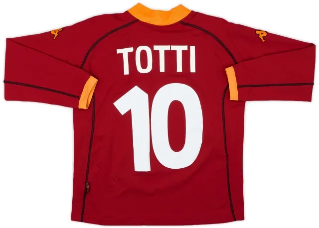 Kappa 2001-02 Roma Home L/S Shirt Totti #10 - 8/10 - (M)