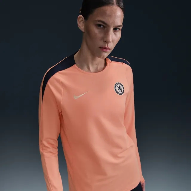 Chelsea F.C. Strike Special Edition Women's Nike Dri-FIT Knit Crew-Neck Top - Orange - Sustainable Materials