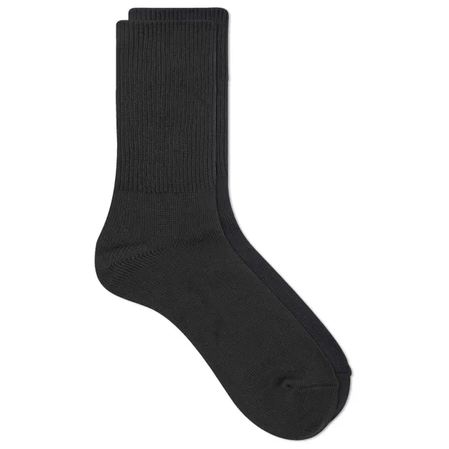RoToTo Organic Daily 3 Pack Ribbed Crew Socks - Black