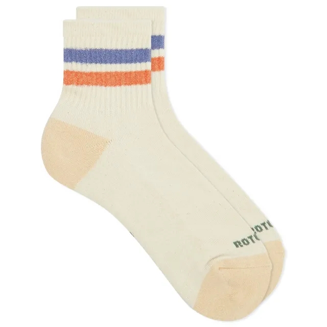 RoToTo Retro Athletic Ankle Sock Blue/Orange