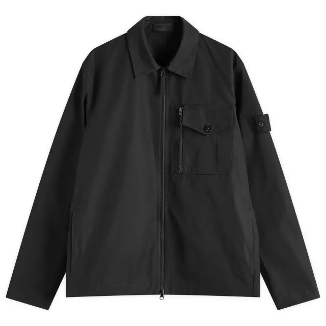 Stone Island Men's Ghost Piece Weatherproof Canvas Shirt Jacket Black