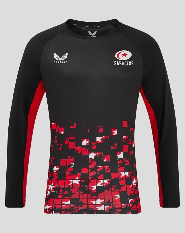 Castore Saracens Men's 24/25 Matchday Long Sleeve Tee - Black/red
