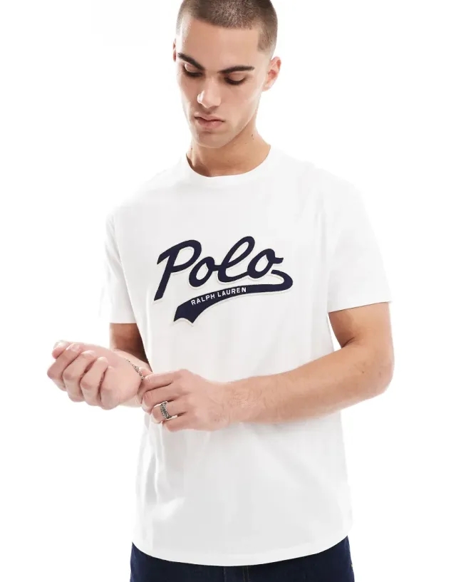 Polo Ralph Lauren Collegiate Towelling Logo T-Shirt In White