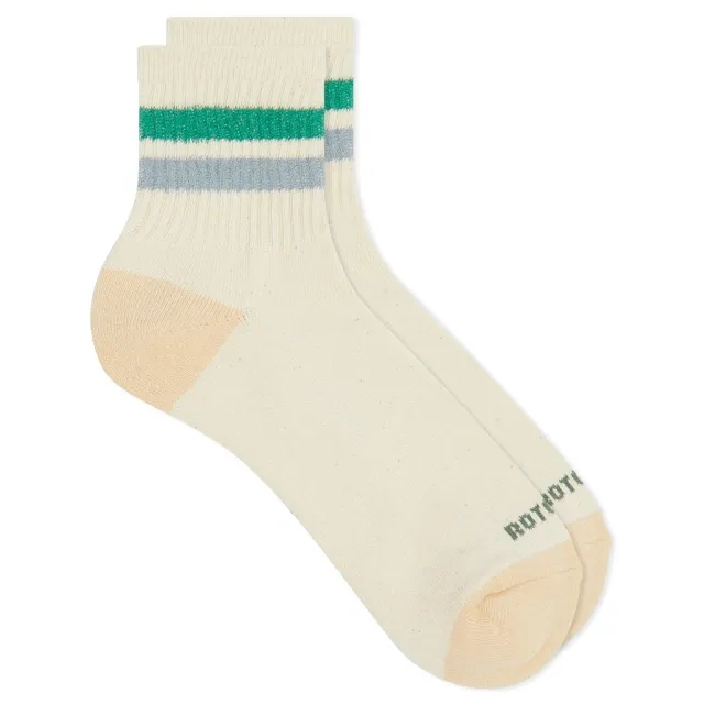 RoToTo Retro Athletic Ankle Sock Green/Light Blue