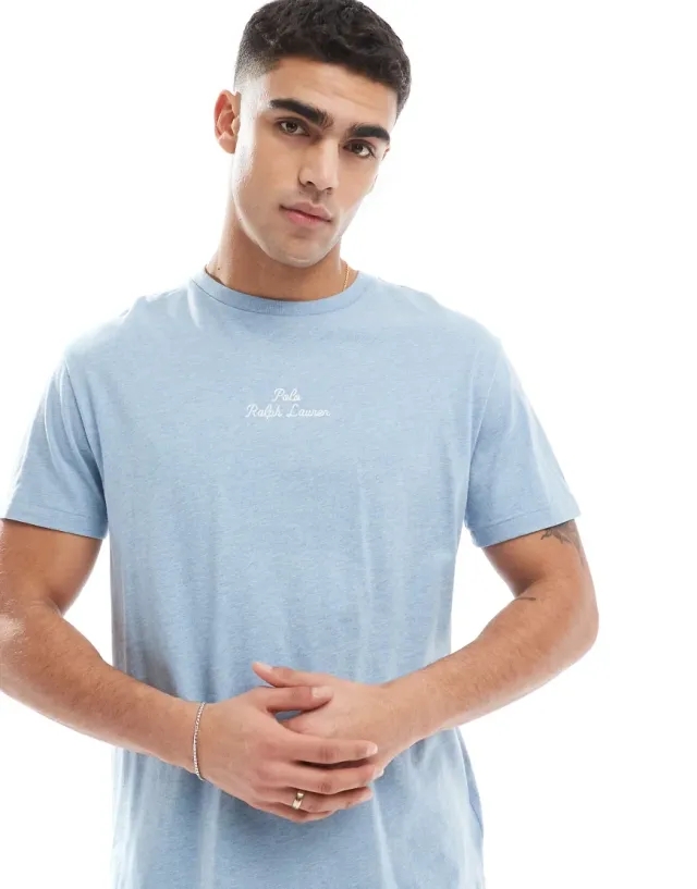 Polo Ralph Lauren Icon Logo Pique Shirt In Light Blue