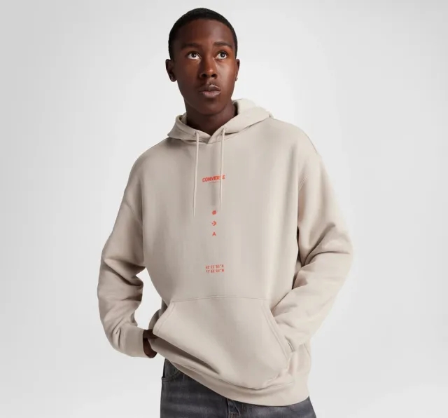 Converse Premium Logo Loose-Fit Hoodie - Brown