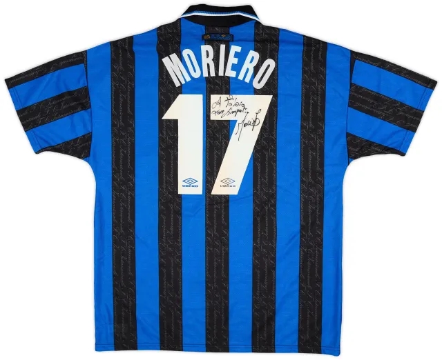 Umbro 1997-98 Inter Milan Signed Home Shirt Moriero #17 - 8/10 - (XL)