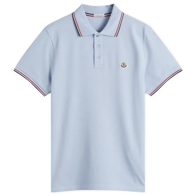 Moncler Men's Cotton Piquet Polo Blue