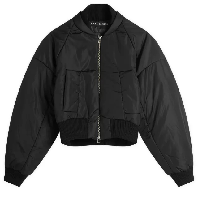KASSL Editions Women's Cropped Bomber Jacket Black