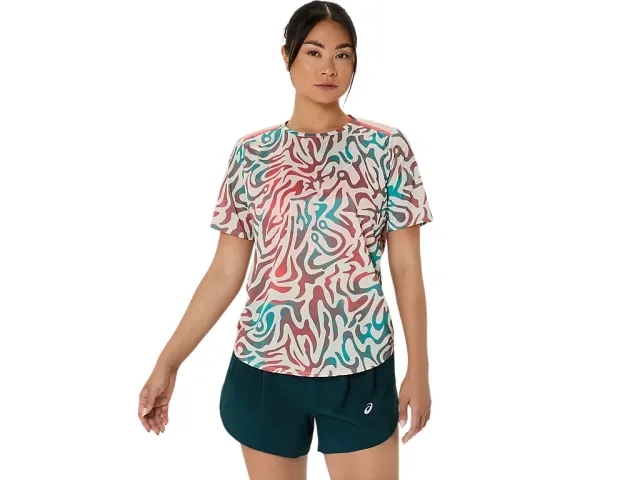 ASICS Road AOP Running Shirt Women - White, Multicoloured