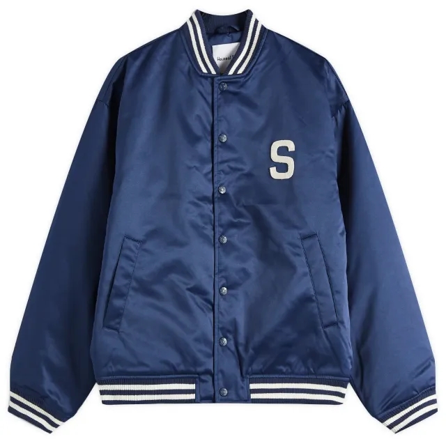 House Of Sunny Women's Satin Cult Bomber Jacket True Navy